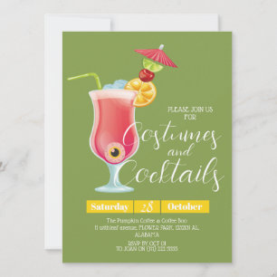 Einfache dunkle Kostüme und Cocktail-Halloween-Par Einladung