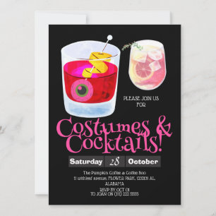 Einfache dunkle Kostüme und Cocktail-Halloween-Par Einladung