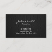 Einfache dunkle Monogramm-Buchhalter-Visitenkarte Visitenkarte (Rückseite)