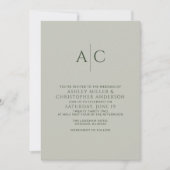 Einfache dunkle Moos & Sage Green Monogram Wedding Einladung (Vorderseite)