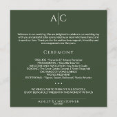 Einfache dunkle Moosgrün-Monogramm-Hochzeitfeier Programm (Vorderseite)