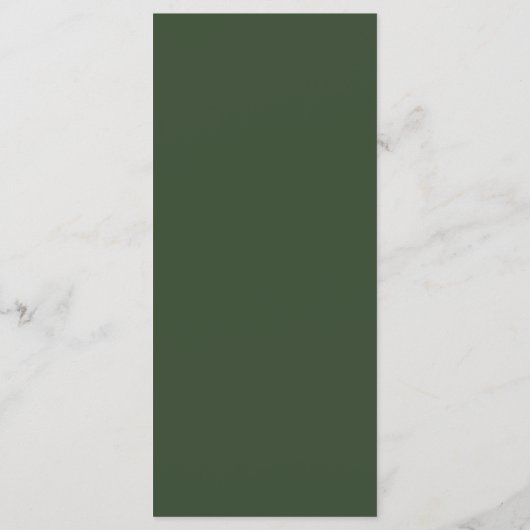 Einfache dunkle Moosgrün-Monogramm-Hochzeitsempfeh Menükarte (Rückseite)