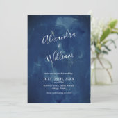 Einfache dunkle Navy Blue Watercolor Einladung (Stehend Vorderseite)