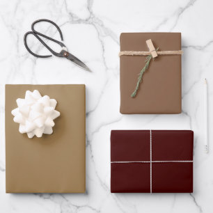Einfache dunkle Sandholzbrauntöne 3 Töne Geschenkpapier Set