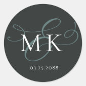 Einfache dunkle Seite Grüne Ampere und Monogramm H Runder Aufkleber (Vorderseite)