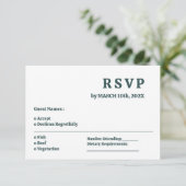 Einfache dunkle Slate Gray Minimal Wedding RSVP Ka (Stehend Vorderseite)