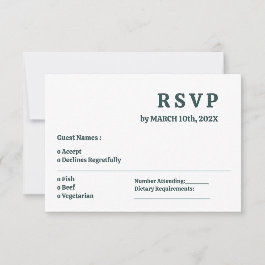 Einfache dunkle Slate Gray Minimal Wedding RSVP Ka Karte (Vorderseite)
