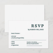 Einfache dunkle Slate Gray Minimal Wedding RSVP Ka Karte (Vorne/Hinten)