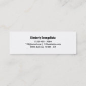 Einfache dünne Fotograf-Visitenkarte Mini Visitenkarte (Rückseite)