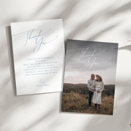 Einfache Dusche mit blauem Foto Baby-Dusche Dankeskarte