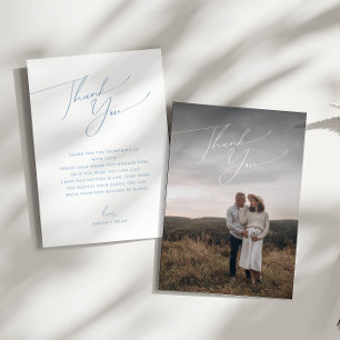 Einfache Dusche mit blauem Foto Baby-Dusche Dankeskarte