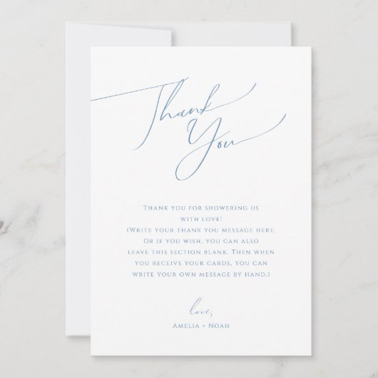 Einfache Dusche mit blauem Foto Baby-Dusche Dankeskarte (Vorderseite)