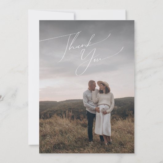 Einfache Dusche mit blauem Foto Baby-Dusche Dankeskarte (Rückseite)