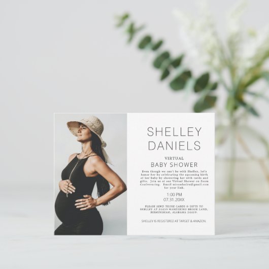 Einfache Dusche per Mail Foto Kinderdusche Einladungspostkarte (Stehend Vorderseite)