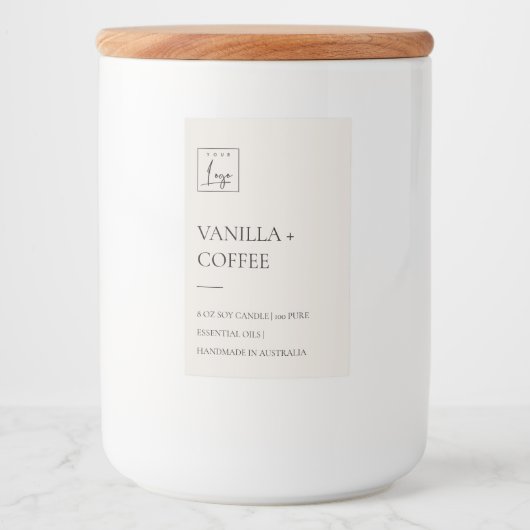 EINFACHE DUSKY EGG IVORY WHITE MINIMAL CANDLE LOGO LEBENSMITTELETIKETT (Vorderseite)