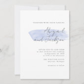 Einfache Dusty Blue Brush Strokes Wedding Einladung (Vorderseite)