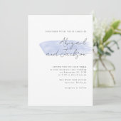 Einfache Dusty Blue Brush Strokes Wedding Einladung (Stehend Vorderseite)