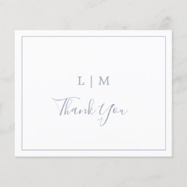 Einfache Dusty Blue Budget Hochzeit Danke Karte