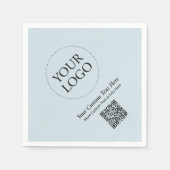 Einfache Dusty Blue Custom Business Logo QR Code Serviette (Vorderseite)