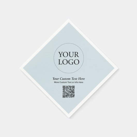 Einfache Dusty Blue Custom Business Logo QR Code Serviette (Ecke)