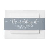 Einfache Dusty Blue Hochzeit der Einladung Einladungsbanderole (Vorderseite Beispiel)