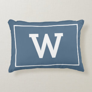 Einfache Dusty Blue Initial Monogram Dekokissen