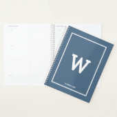 Einfache Dusty Blue Initial Monogram Monthly Planer (Anzeige)