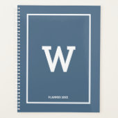 Einfache Dusty Blue Initial Monogram Monthly Planer (Vorderseite)