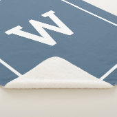 Einfache Dusty Blue Initial Monogram Sherpadecke (3/4)