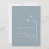 Einfache Dusty Blue Minimal Chic Hochzeit Einladung (Vorderseite)