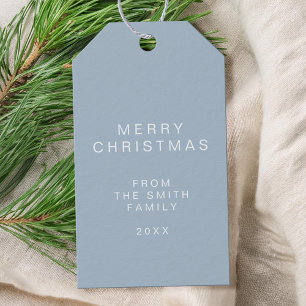 Einfache Dusty Blue Minimalistische Weihnachtsgesc Geschenkanhänger