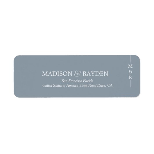 Einfache Dusty Blue Monogram Rücksendeadresse (Vorne)