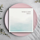 Einfache Dusty Blue Personalisiert Wedding Cocktai Serviette