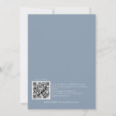 Einfache Dusty Blue QR Code Hochzeit Einladung (Rückseite)