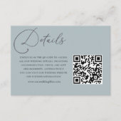 Einfache Dusty Blue QR Code Hochzeitdetails Begleitkarte (Vorderseite)