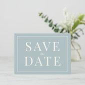 Einfache Dusty Blue Save the Date Card Einladung (Stehend Vorderseite)