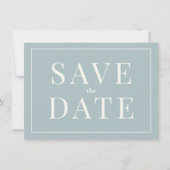 Einfache Dusty Blue Save the Date Card Einladung (Vorderseite)