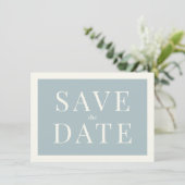 Einfache Dusty Blue Save the Date Card Einladung (Stehend Vorderseite)