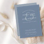 Einfache Dusty Blue Script Einladung<br><div class="desc">Einfache Dusty Blue Script Einladung Hochzeit. Mit dieser eleganten, staubigen, blauen Schriftzeichen-Einladungskarte laden Sie die Gäste zeitlos ein. Mit einer reinen Typografie auf sanftem, blauen Hintergrund ist es sowohl für moderne als auch für klassische Hochzeitsthemen geeignet. Koordiniert wunderschön mit der passenden Save the Date, UAWG, und danke Ihnen Karten für...</div>