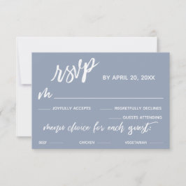 Einfache Dusty Blue-Speisekarte RSVP Karte