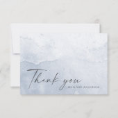 Einfache Dusty Blue Watercolor Dankeskarte (Vorderseite)