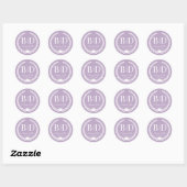 Einfache Dusty Lavender Monogram Wedding Runder Aufkleber (Blatt)