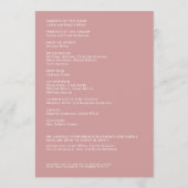 Einfache Dusty Rose Abgeschiedene Namen Hochzeitsf Programm (Rückseite)