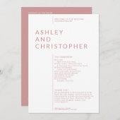 Einfache Dusty Rose Abgeschiedene Namen Hochzeitsf Programm (Vorne/Hinten)