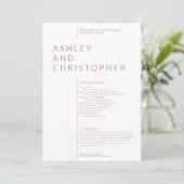 Einfache Dusty Rose Abgeschiedene Namen Hochzeitsf Programm (Stehend Vorderseite)