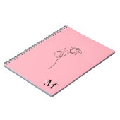 Einfache Dusty Rose Floral und Elegante Monogram N Notizblock (Linke Seite)