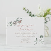 Einfache Dusty Rose Greenerity Wedding Einladung (Stehend Vorderseite)