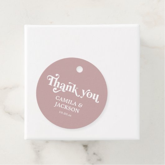 Einfache Dusty-Rose-Hochzeit Geschenkanhänger (Beispiel)