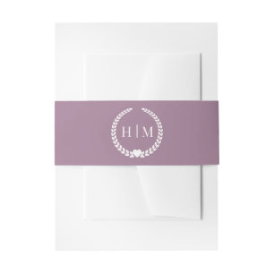 Einfache Dusty Rose Mauve Minimalistisch Monogram Einladungsbanderole