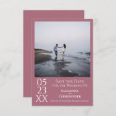 Einfache Dusty Rose Moderne Minimalistische Foto H Save The Date (Vorne/Hinten)